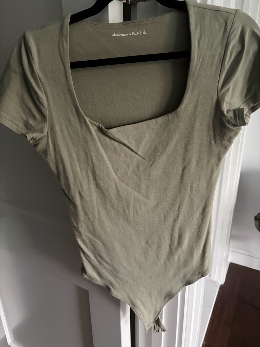 Abercrombie & Fitch Olive Scoop Neck Short Sleeve Bodysuit
